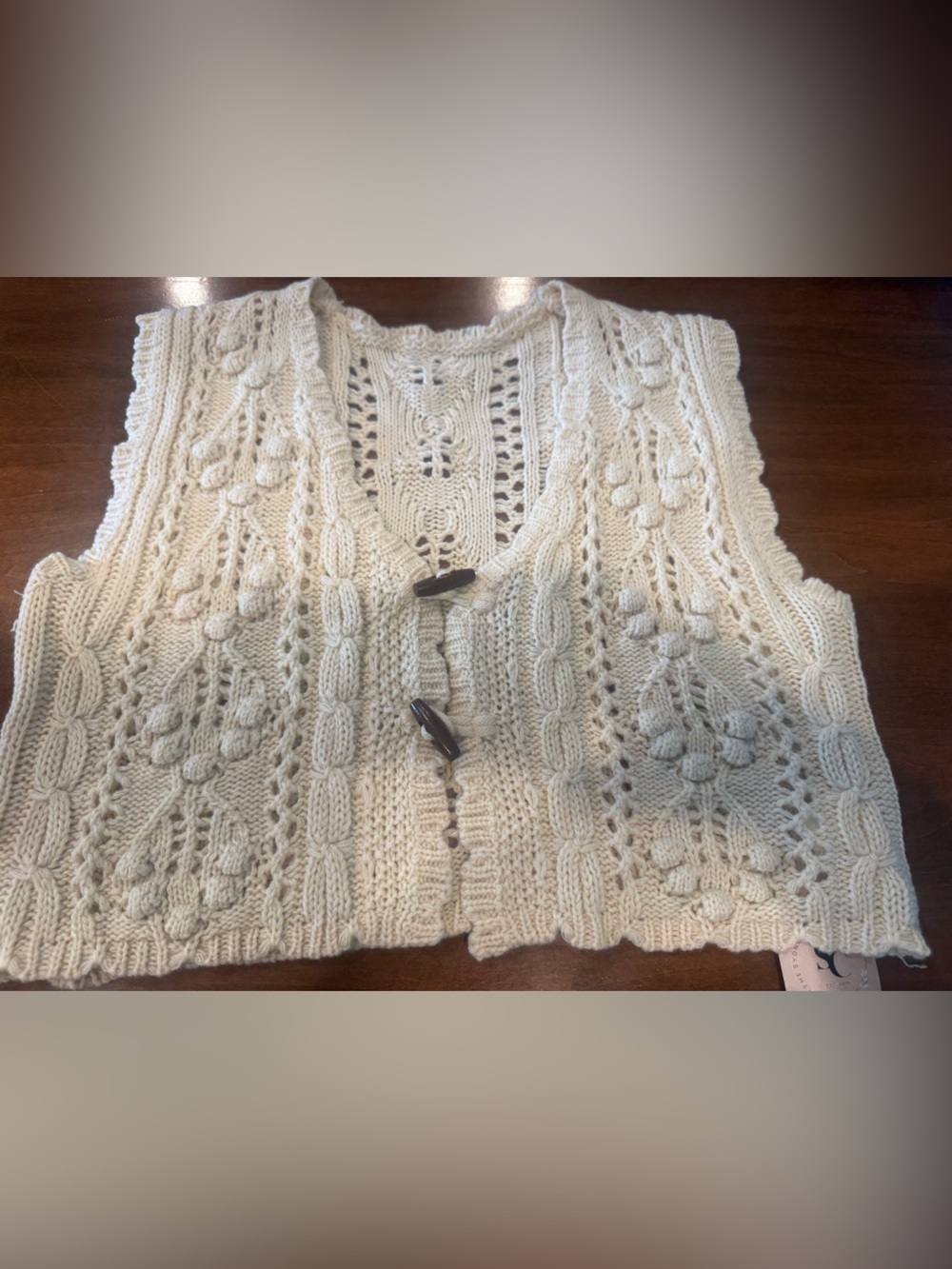 Hand-Knit Cream Cable Knit Women’s Sweater Vest